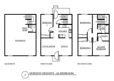 Floor plan for 4 beds, 1.5 baths, 1257 sqft